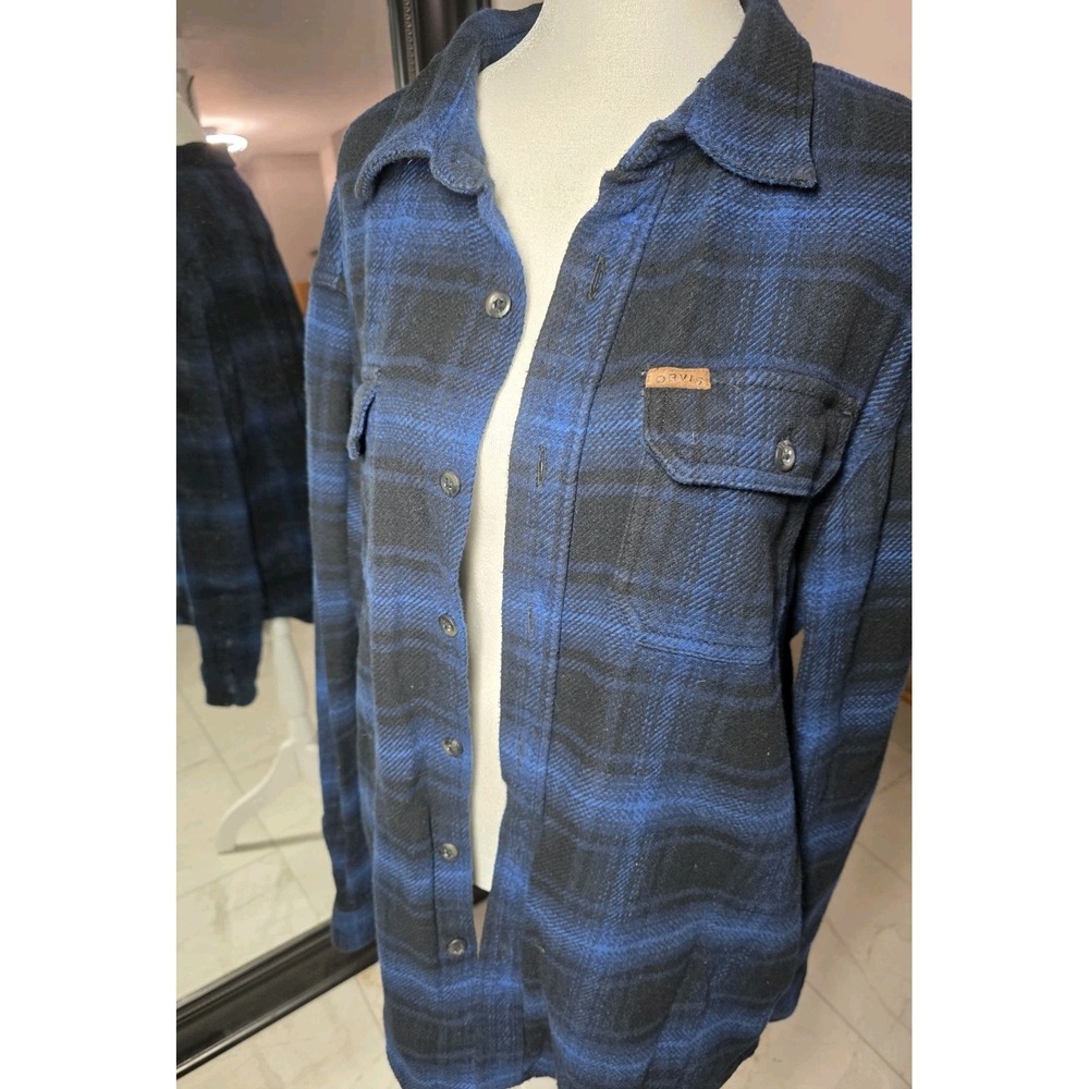 Orvis Classic Collection Blue Plaid Flannel Shirt Jacket Men's L Pockets - Picture 2 of 13